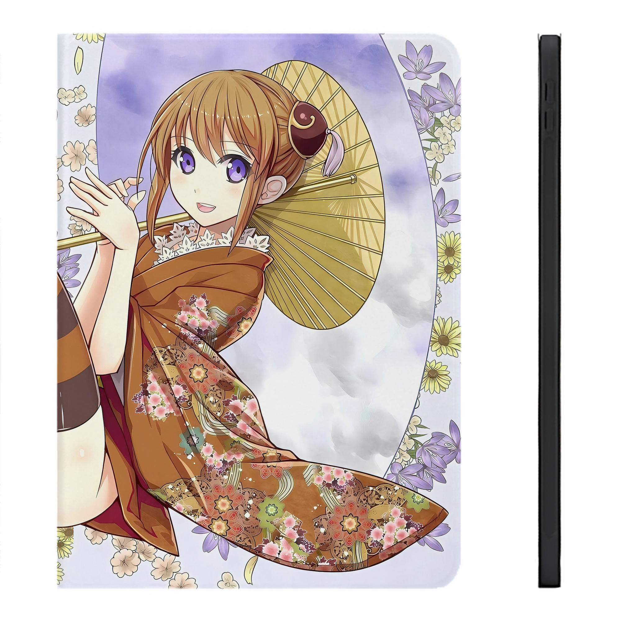（画像用） ぎんたま 坂田銀時（さかたぎんとき） 神楽 志村新八（しむら しんぱち） GINTAMA Sakata Gintoki Kagura Shimura Shinpachi IPadケース ペンホルダー付き ブックスタイルデザイン